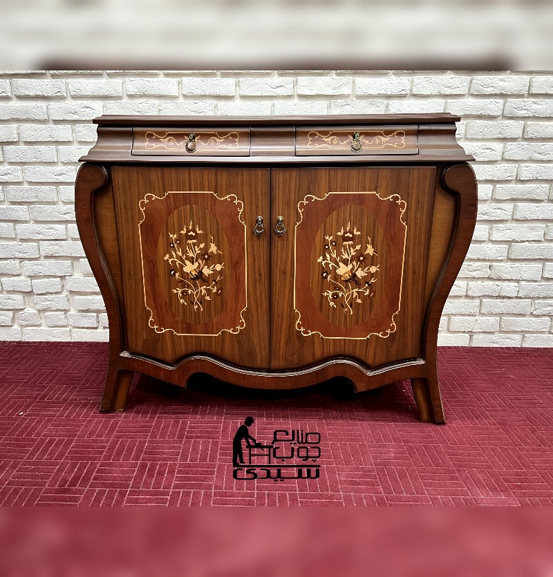 آینه و کنسول دو درب بغل خمره ای معرق