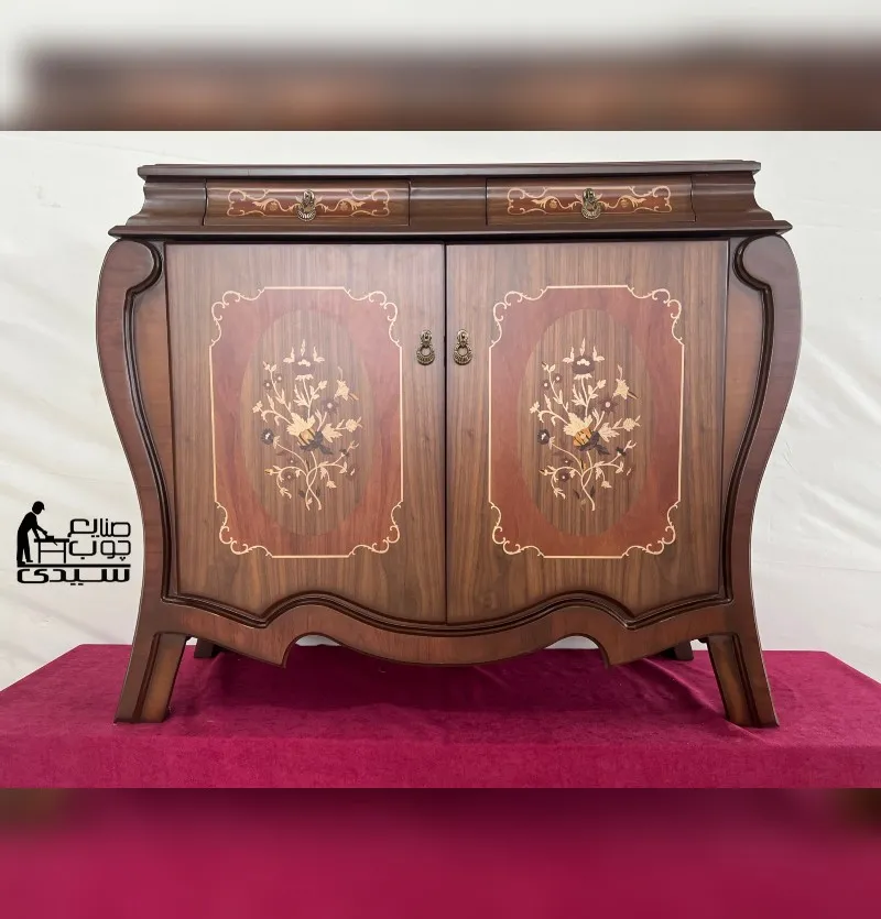 آینه و کنسول دو درب بغل خمره ای معرق