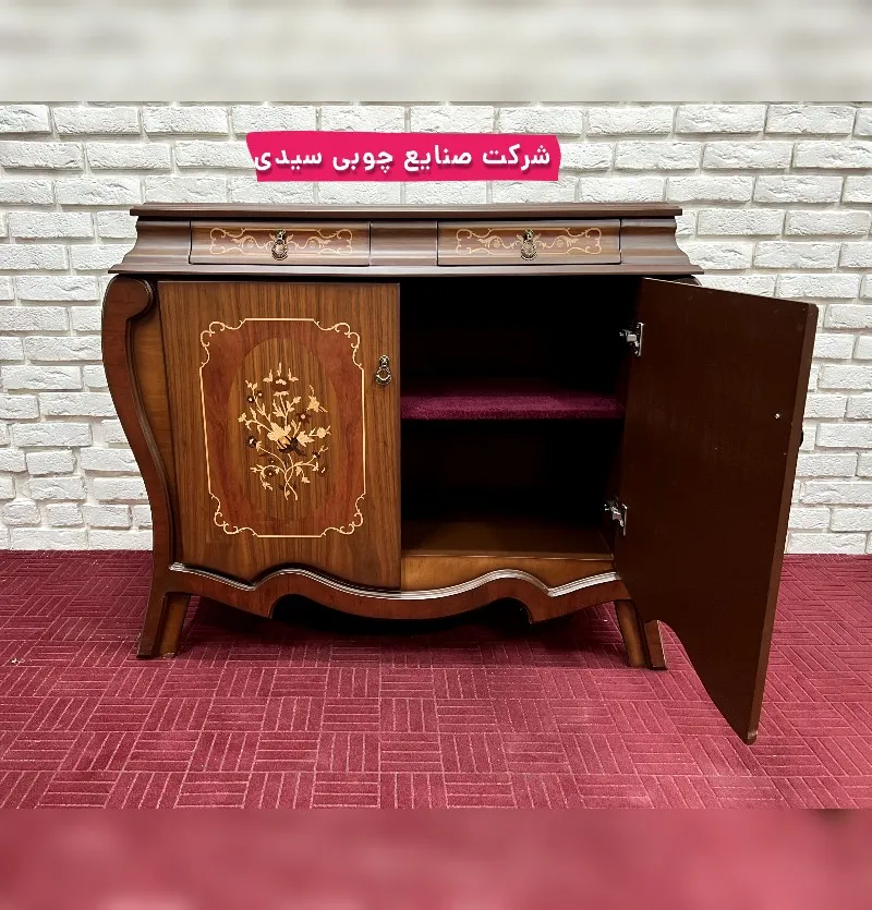 آینه و کنسول دو درب بغل خمره ای معرق